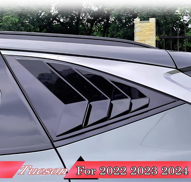 MUXEE 2Pcs Rear Side Window Louvers Air Vent Scoop Shades Cover Blinds Trim for Hyundai Tucson 2022 2023 2024 2025 - ABS Bright Black Sport Interior Accessories（NOT FIT Tucson nline） - Image 2